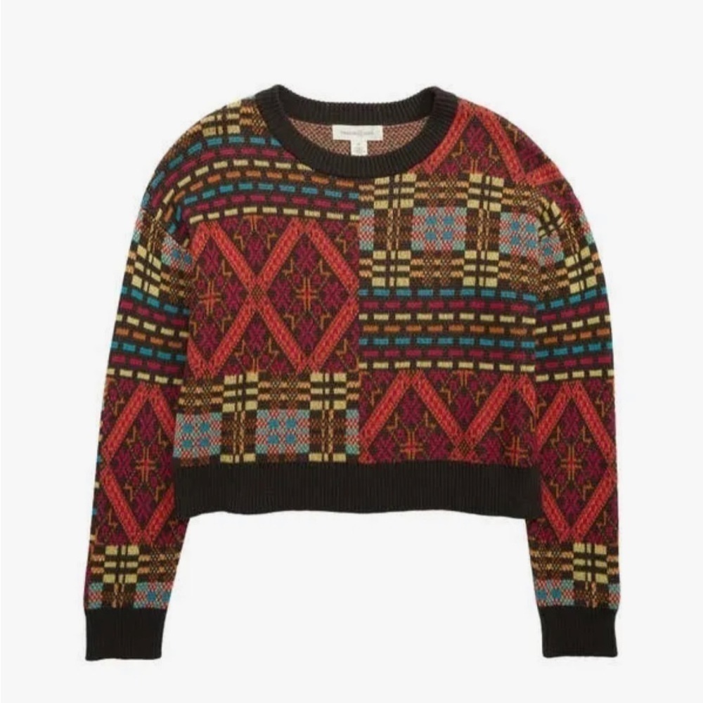 TREASURE & BOND PATCHWORK GIRLS COTTON SWEATER LARGE (14/16) NEW
